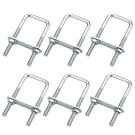 Pack of 6 U-bolts, M8 40 x 100 mm, U-bolts, square, stainless steel U-bolts with 12 nuts and 6 frame plates, U bracket with M8 thread, for fence posts, pipe attachment, car towing
