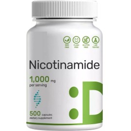 Deal Flush Free Niacin 1000mg Nicotinamide  500 Caps Vitamin B3
