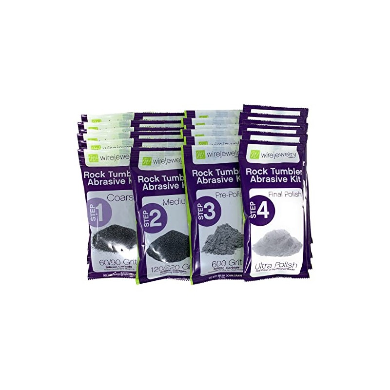 Wirejewelry 4 Step Rock Tumbler Abrasive Grit and Polish Kit,