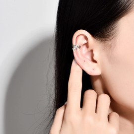 FH.bird Ear Cuff, Unisex, Zipper Motif, 925 Silver, Hypoallergenic, Non-Hole Earrings, Cockoy, Painless, Christmas Gift, Everyday Use, Silver, No Gemstone