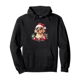 Labrador Retriever With Santa Hat And Sunglasses Pullover Hoodie