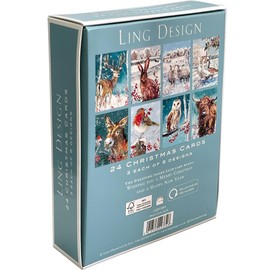Magestic Wildlife Wonderland Premium Box of 24 Assorted Christmas Cards - 3 Each of 8 Designs - Great British Card Company (WINTER WILDLIFE)
