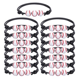 15 Baseball-Perlenarmbänder, verstellbare geflochtene Armbänder für Kinder, Jungen und Männer, Motivationsarmbänder für Sportpartys