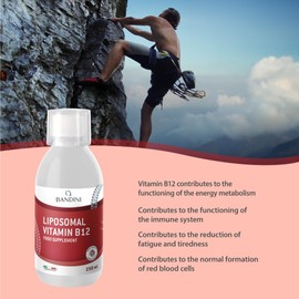 Bandini® Liposomal Vitamin B12 Liquid | 1000 mcg per Serving (5ml) | Pure Methylcobalamin Supplement | High Strength, High Bioavailability & Absorption | Tiredness, Fatigue, Immunity Support | Vegan