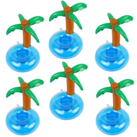 LIYDE 6 Pack Palm Tree Inflatable Drink Holder Floaties for Pool Party Accessories