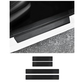 Set of 4 for Toyota Vellfire & Alphard Esquire Aqua Voxy Camry Vitz Tank Door Sill Protector Door Sill Protection Door Sill Guard PU Leather Material Black