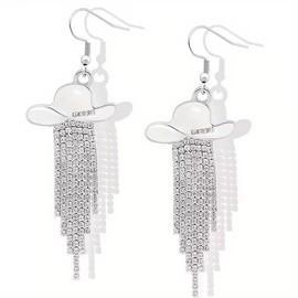 Western Cowboy Cowgirl Earrings for Women Rhinestone Enamel Boots Hats Tassel Dangle Earrings Western Jewelry Accessories Rodeo Outfits for Women1