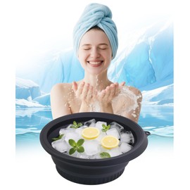 YOUXIU Face Bowl For Ice Built-In Ice Tray Foldable Silicone Face Ice Bath Facial Folding Washbasin Face Plunge,Therapy Bowl For Dipping Portable Spa At Home (Black)