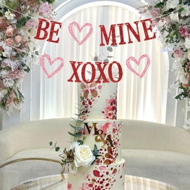 Be Mine Banner, Valentine's Day Banner, Be My Valentine, Will You Be My Girlfriend, Valentines Banner for Wedding Anniversary Party Decorations, Red and Pink Glitter