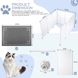 Essenhome Cat Litter Box Enclosure Splash Guard Extra Large 29.8L × 20.3W x 16.5H inch with Cat Litter Mat Easy Clean,NOT Included in Stainless Steel Litter Box and Metal Litter Scoop (White)
