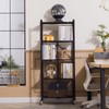 DEANIC 5-Shelf Folding Bookcase with Wheels, Rolling Bookshelf Heavy Duty