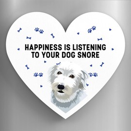 Global Designs Bedlington Whippet Happiness Is Your Dog Snoring Katie Pearson Artworks Heart Shaped Wooden Magnet