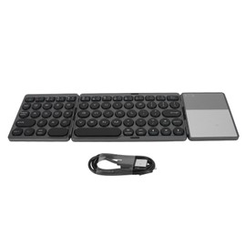Round Key Bluetooth Foldable Keyboard with Touchpad Universal 140mAh Wireless 64 Key Folding Keyboard Black