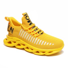 GSLMOLN Womens Lightweight Air Cushion Comfortable Sneakers Yellow Size 8