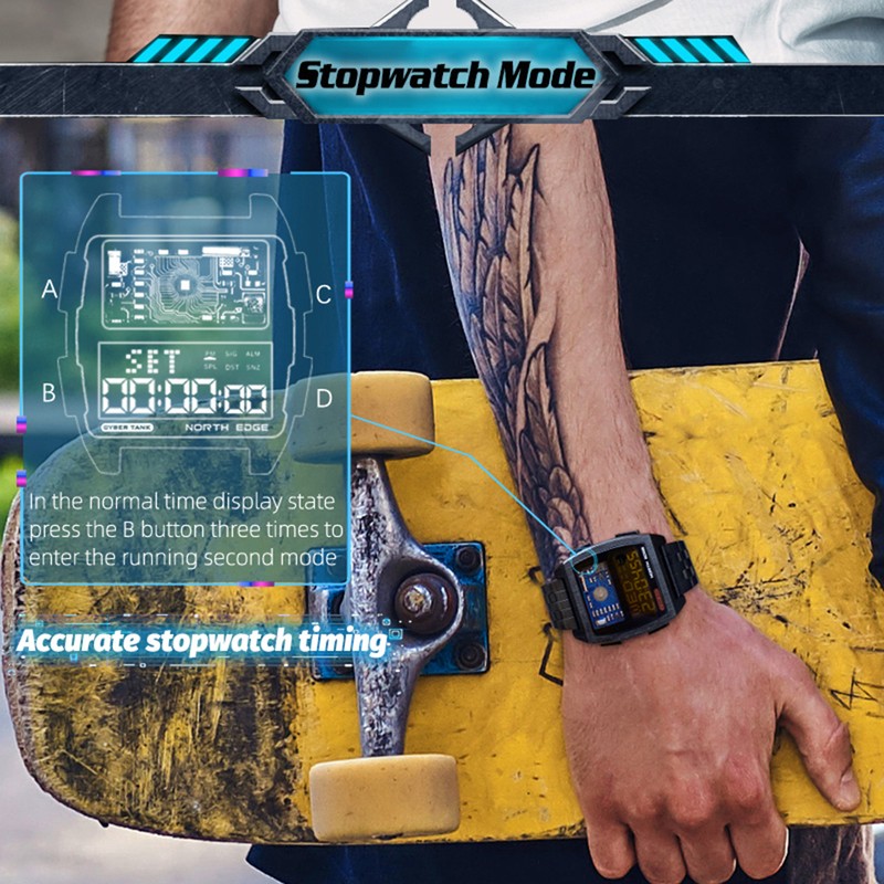 Men Digital Sport Watch 50M Waterproof Wrist Watch with Stopwatch