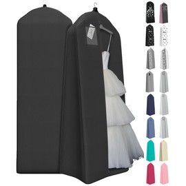 Your Bags Wedding Dress Garment Bag - Garment Bags for Travel & Hanging Clothes or Storage Preservation - 72" Wedding Dress Bag for Gowns Long with 20" Gusset for Puffy Bridal Gowns Cover - Black