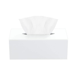 HIIMIEI Acrylic Tissue Box Cover White Tissue Holder Napkin Dispenser for Home Office Restaurant-White