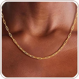BLThing 925 Sterling Silver Paperclip Chain Necklace for Women, 3mm Sturdy Dainty Chain Necklace, 16 to 24 Inch