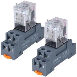 Electromagnetic Power Relay, 8-Pin 10 AMP 110V/120V AC Relay Coil with Socket Base, LED Indicator, DPDT 2NO 2NC - MY2NJ 2PCS [Applicable for DIN Rail System]
