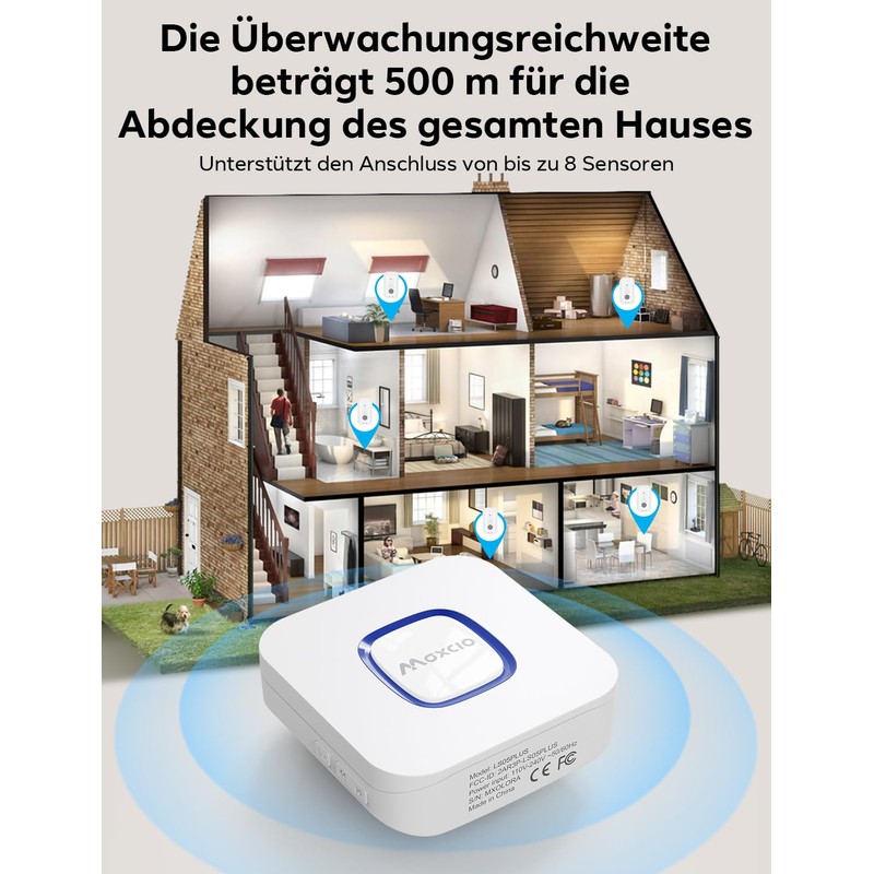 Maxcio Water Detector WLAN Kit, Intelligent Water Sensor for Basement,