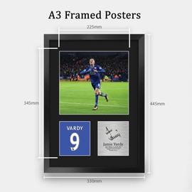 HWC Trading Jamie Vardy Leicester City Gifts Printed Signed Autograph Picture for Football Fans and Supporters - A3 Portrait Framed