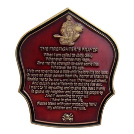 Firefighter Prayer Commemorative Challenge Coin – Firemen Souvenir Gift, Thank You for Your Service, God Bless, Thin Red Line Fire Rescue Department Collectible Coin for Firefighters