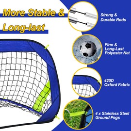 EVERRUSH Pop Up Soccer Goals Nets for Backyard Beach Soccer Training Net Mini Portable Foldable Lightweight Indoor + Outdoor Football Goal with Carry Bag
