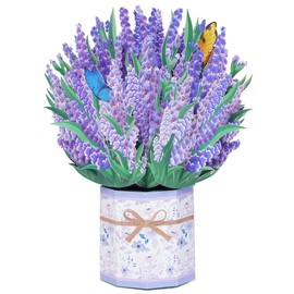 3D Pop Up Cards, Lavender Pop Up Flower Bouquet Greeting Card with Envelope Message Cards for Mother, Wife, Teacher, Birthday Card, Anniversary Card, Valentine's Day, Weddings (Lavender)
