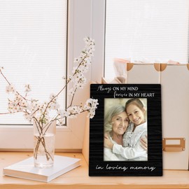 Beliran Memorial Gifts Picture Frame 5x7, In Loving Memory Photo Frame, Memorial Gifts for Loss of Loved One, Always on My Mind Forever in My Heart Wooden Picture Photo Frames for Desk Home Room Decor