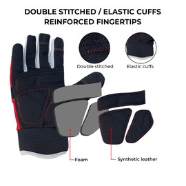 Barbarossa Reinforce Double-Stitched Work Gloves - Safety Utility Gloves Mechanics Gloves for Heavy Duty, Frictional Protection for Daily Work Operator, Flexible Touch Screen (Large - L)