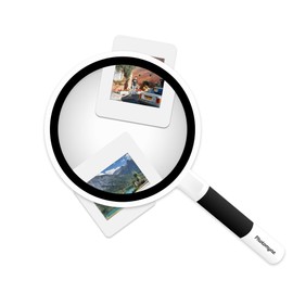 Photomyne Magnifying Glass, 3X Magnification, Perfect for Seeing Small Objects, Photos, Reading, Shatterproof Design, Crystal Clear Acrylic Glass, Portable, Comfort Grip Handle, Kids and Adults