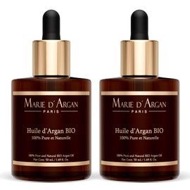 Dúo Aceite De Argán 100% Puro Natural Orgánico | Vegano - Reparador Puntas Abiertas Crecimiento Pestañas Barba Cejas Hidratante Certificado | Marie d'Argan