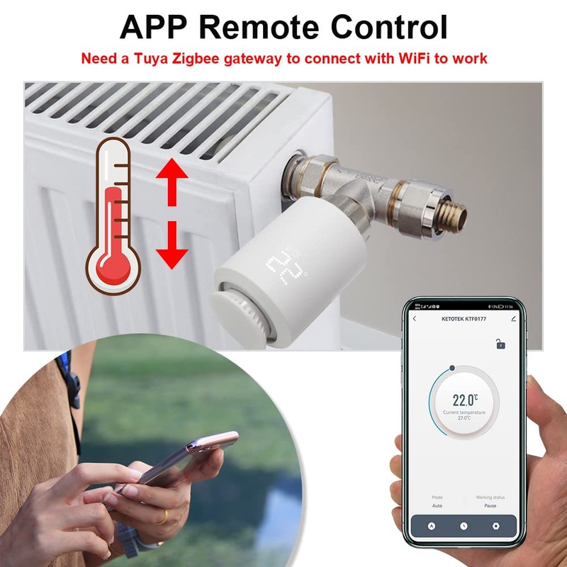 Elektronisches Smart Heizkörperthermostat Set mit Zigbee Gateway WiFi Starter Kit