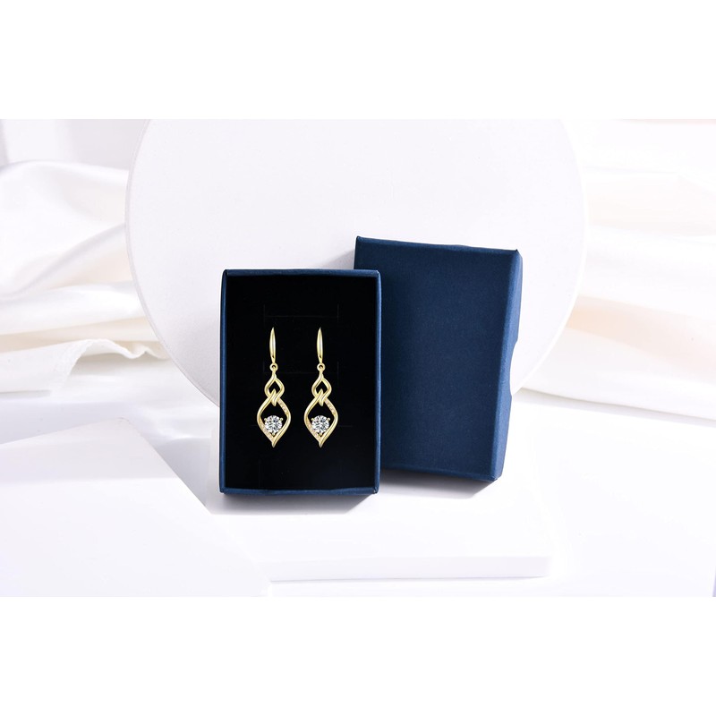 MASOP Earrings Silver 925/Gold Hanging AAA Cubic Zirconia Drop Earrings