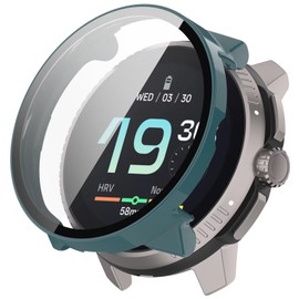 FTRONGRT Case Compatible with Suunto Race, PC + Tempered Screen Protector, Shockproof, All-Inclusive Protective Case Compatible with Suunto Race Smartwatch. Pine Needle Green