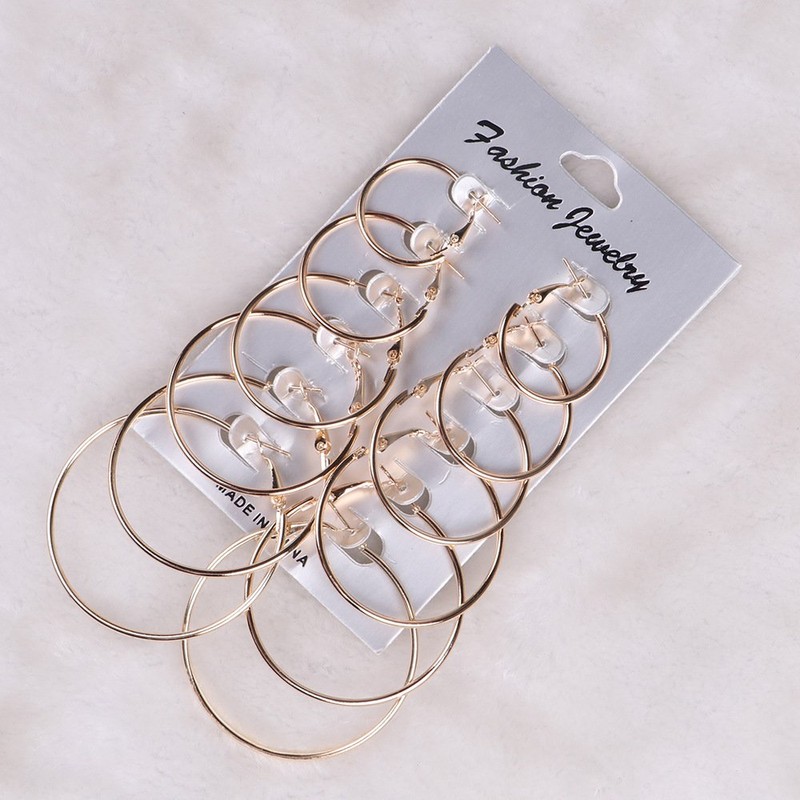 AJ DEFIRO 6 Pair Hoop Earring Set Stainless stud Earring