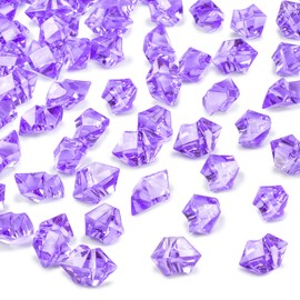 DomeStar Purple Fake Ice Rocks, 150PCS Acrylic Gems Crystals Plastic Diamonds Centerpiece for Vase Fillers Wedding Party Table Scatter