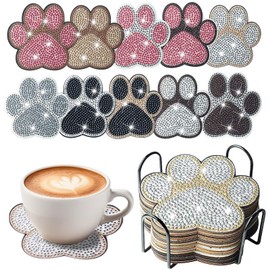Sitengle Diamond Art Coaster Kit 8 Pcs Bead Art Diamond Art Set DIY Diamond Painting 5D Diamond Painting Kit with Holder Coaster Craft Kit for Beginners, Adults and Kids, Popular Handmade Art Craft