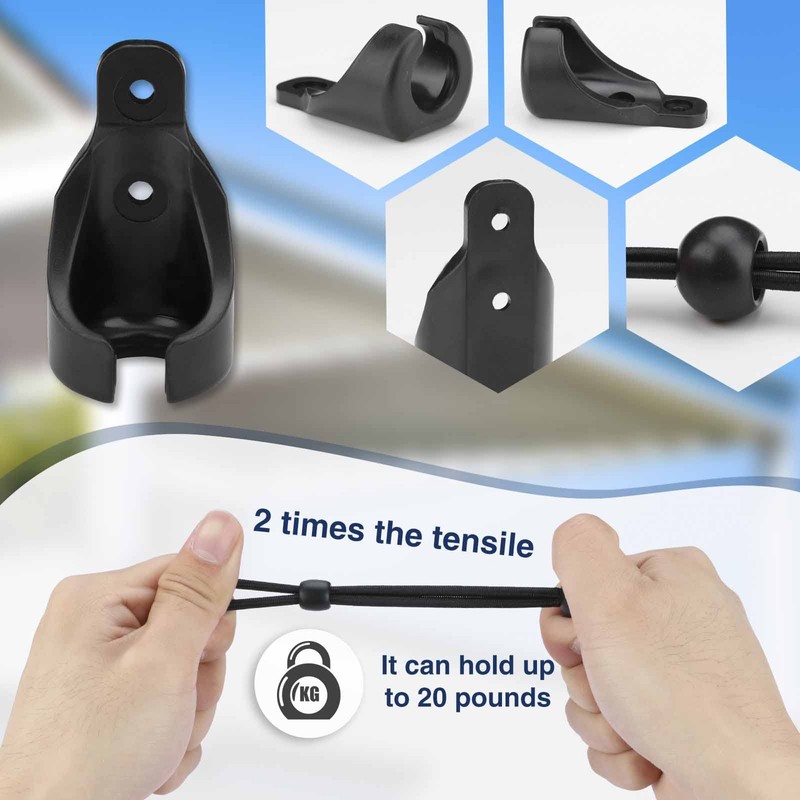 Vasteo Coolaroo Replacement Parts Bungee and End Cap Black,Weather Resistance,for