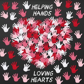MotiMind 1000 Pcs Valentine's Day Bulletin Board Decorations Valentines Hand Shaped Sticky Notes Bulk Red White Pink Hand Sticky Notes Notepad for Student School Classroom Publicity Event Decor