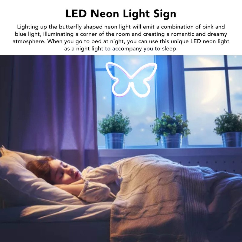 Neon Butterfly Light Pink Blue Neon Sign LED Neon Wall