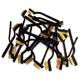 24pc TOOTHBRUSH CLEANING BRASS WIRE BRUSH TOOTH BRUSHES PLASTIC ABS GRIP HANDLE