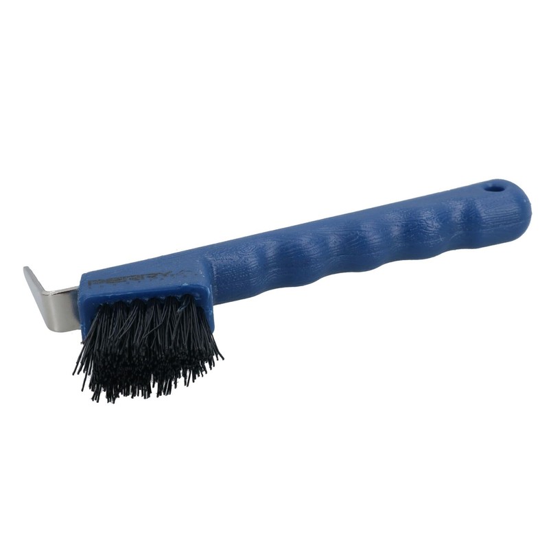 Durable Blue Horse Hoof Pick & Brush with Wave Grip