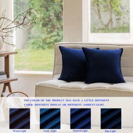 JIAHANNHA Velvet Navy Blue Throw Pillow Covers Pack of 2 Decorative Soft for Couch Sofa Bedroom Livingroom Car 16×16 Inches