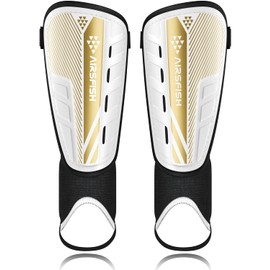 Shin Pads Boys Certified Airsfish Kids Shin Pads with Ankle Protection,High Strength Shin pads,Breathable Non Slip Extended Adjustable Straps,Protective Football Equipment for Boys and Girls