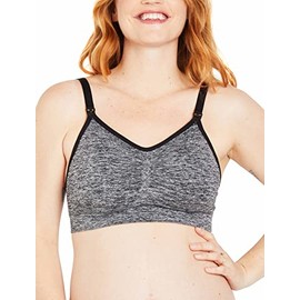 Motherhood Maternity Women's Maternity Seamless Clip Down Nursing Bra, Grey Space Dye, Large