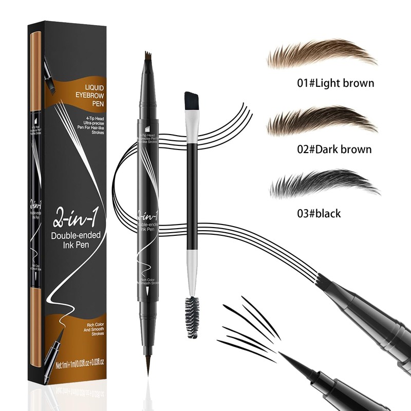 MisFun Eyebrow Pencil, 2-in-1 Dual-Ended Microblading Eyebrow Pencil, Smudge-proof Eyebrow