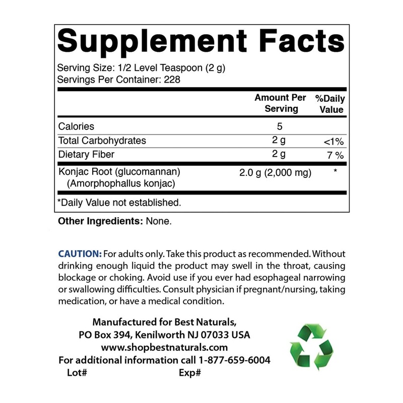 Konjac Foods 2 Pack Best Naturals Konjac Root Glucomannan1 Lb