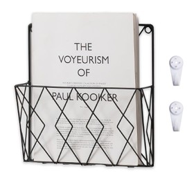 kumet Wall-Mounted File Organizer, Metal Wall File Holder, Magazine Rack, Space-Saving Design, Ideal for Home Office, Workspace, and Study Room Organization (Black)