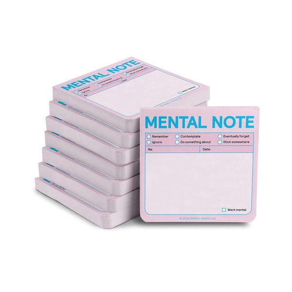 Knock Knock Mental Note Sticky Note Pads, 3 x 3-inches Each, 8-Count (Pastel Edition)